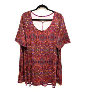 LuLaRoe Womens Multicolor Scoop Neck Stretch Swing Tunic Perfect T-Shirt 3XL